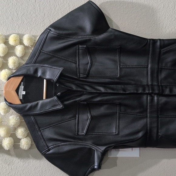 Good American Faux Black Leather Jumpsuit with Modern Edge Size 4 / XL - Picture 4 of 9